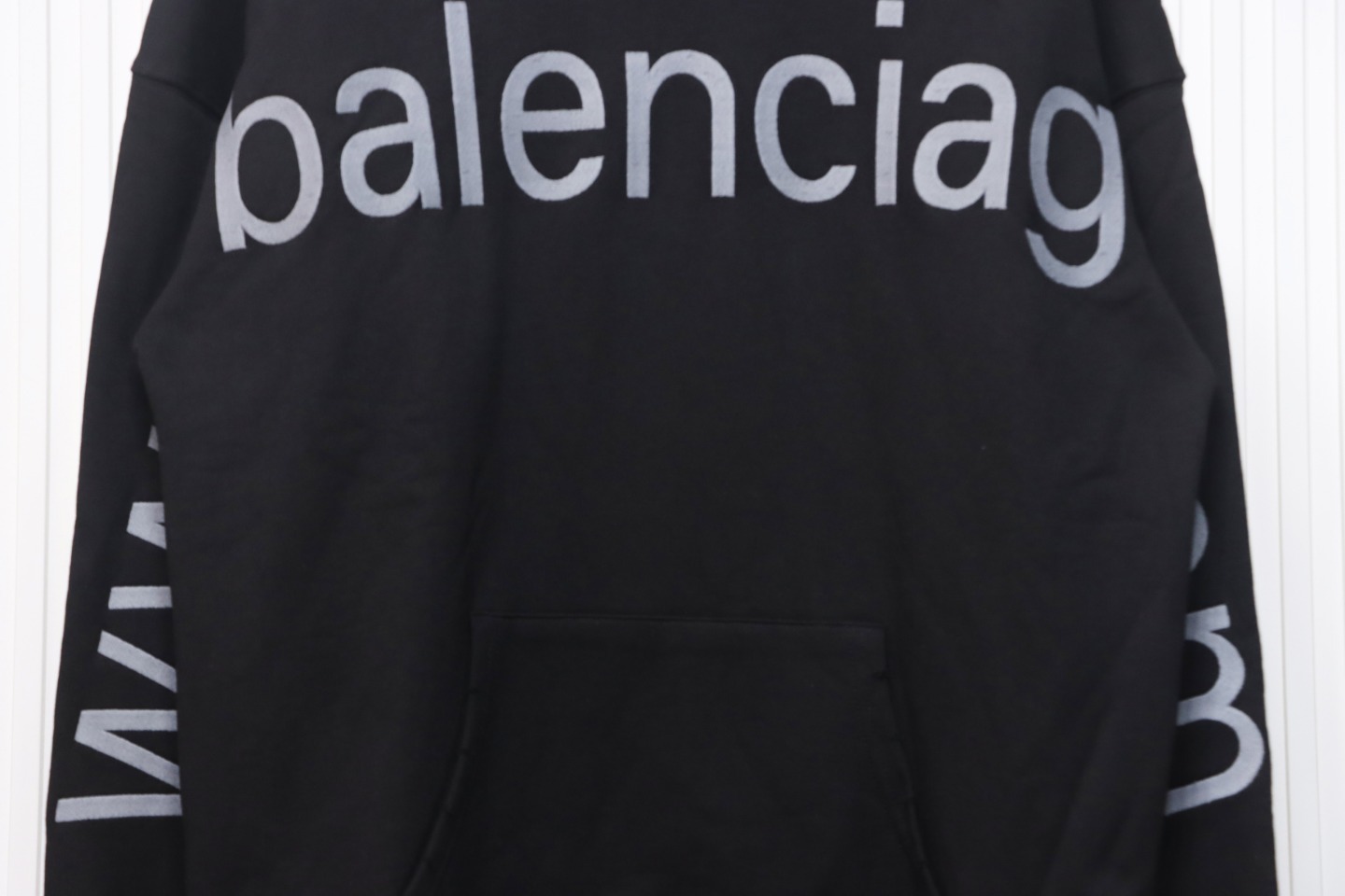 Coco Shoes Balenciaga Hoodie With Double Arm Logo On Chest Black