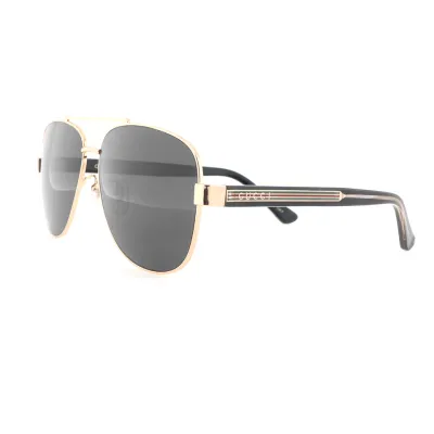 Gucci Aviator Striped Web Sunglasses Black Gold 01