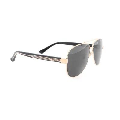 Gucci Aviator Striped Web Sunglasses Black Gold 02