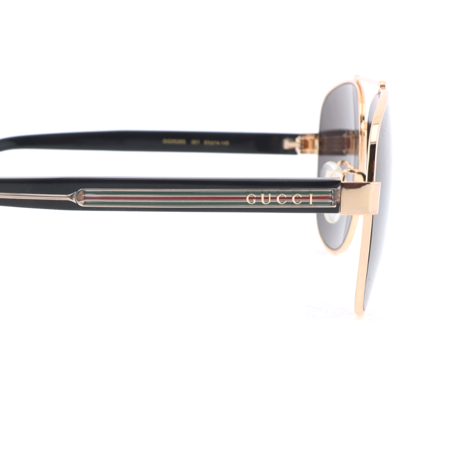 Gucci Aviator Striped Web Sunglasses Black Gold