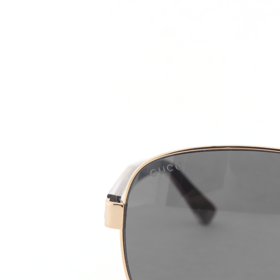 Gucci Aviator Striped Web Sunglasses Black Gold