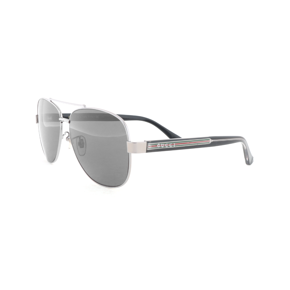 Gucci Aviator Striped Web Sunglasses Silver Gray