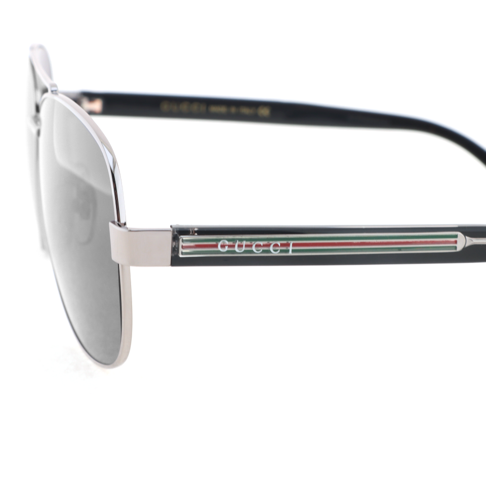 Gucci Aviator Striped Web Sunglasses Silver Gray