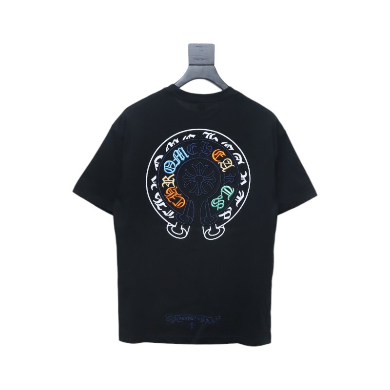 Chrome Hearts Horseshoe Embroidery Logo Black T-Shirt