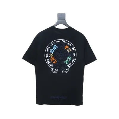 Chrome Hearts Horseshoe Embroidery Logo Black T-Shirt 01