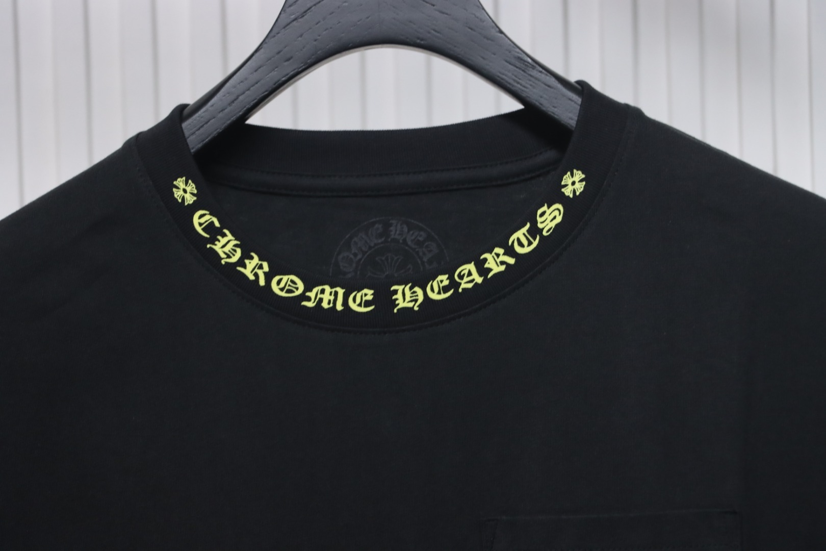 Coco Shoes Chrome Hearts Yellow Neon Neck Logo Script T-Shirt