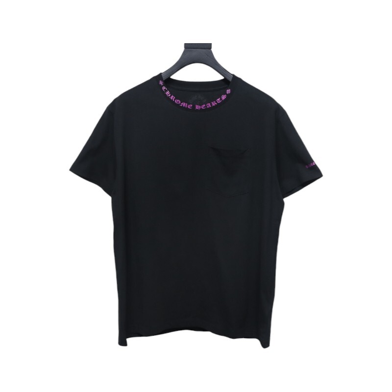 Chrome Hearts Purple Neon Neck Logo Script T-Shirt
