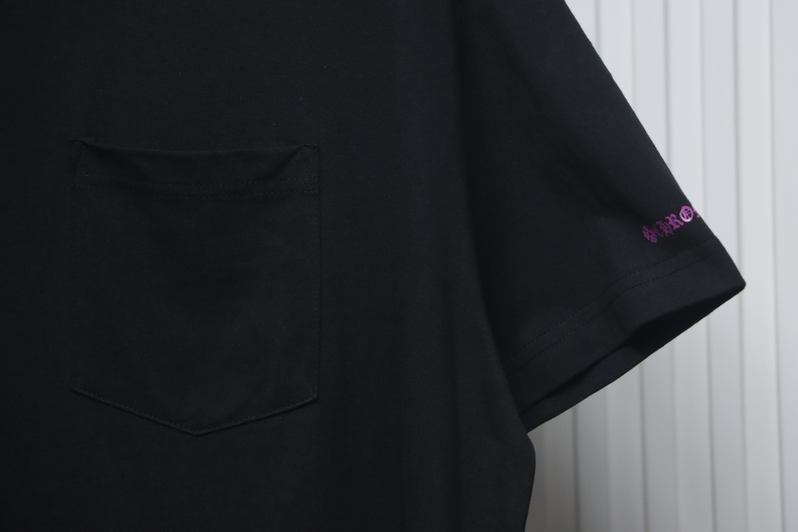 Chrome Hearts Purple Neon Neck Logo Script T-Shirt