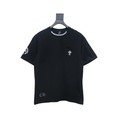 Chrome Hearts White Logo Text Neckline and Back Print T-Shirt 01