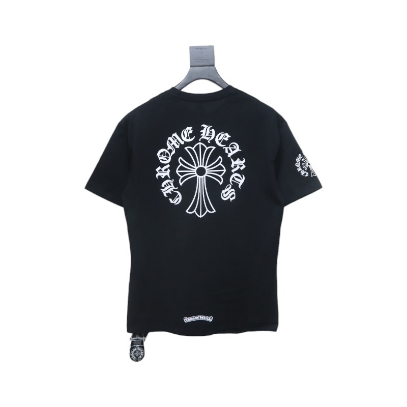 Chrome Hearts White Logo Text Neckline and Back Print T-Shirt