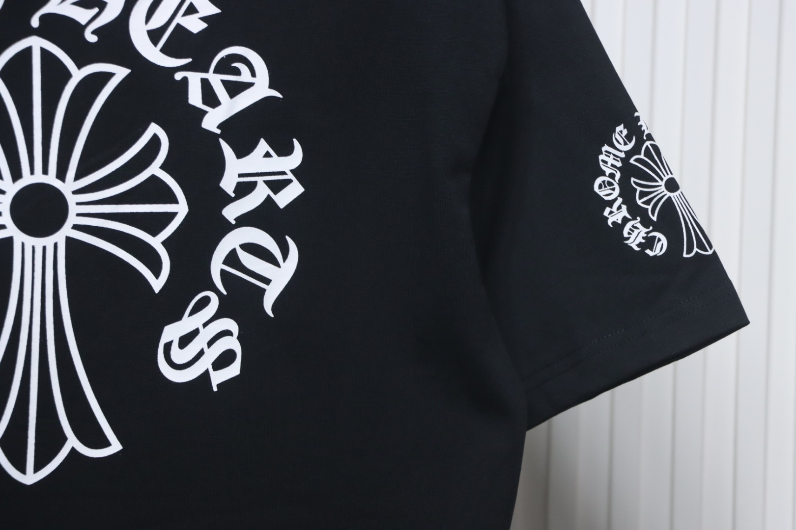 Chrome Hearts White Logo Text Neckline and Back Print T-Shirt