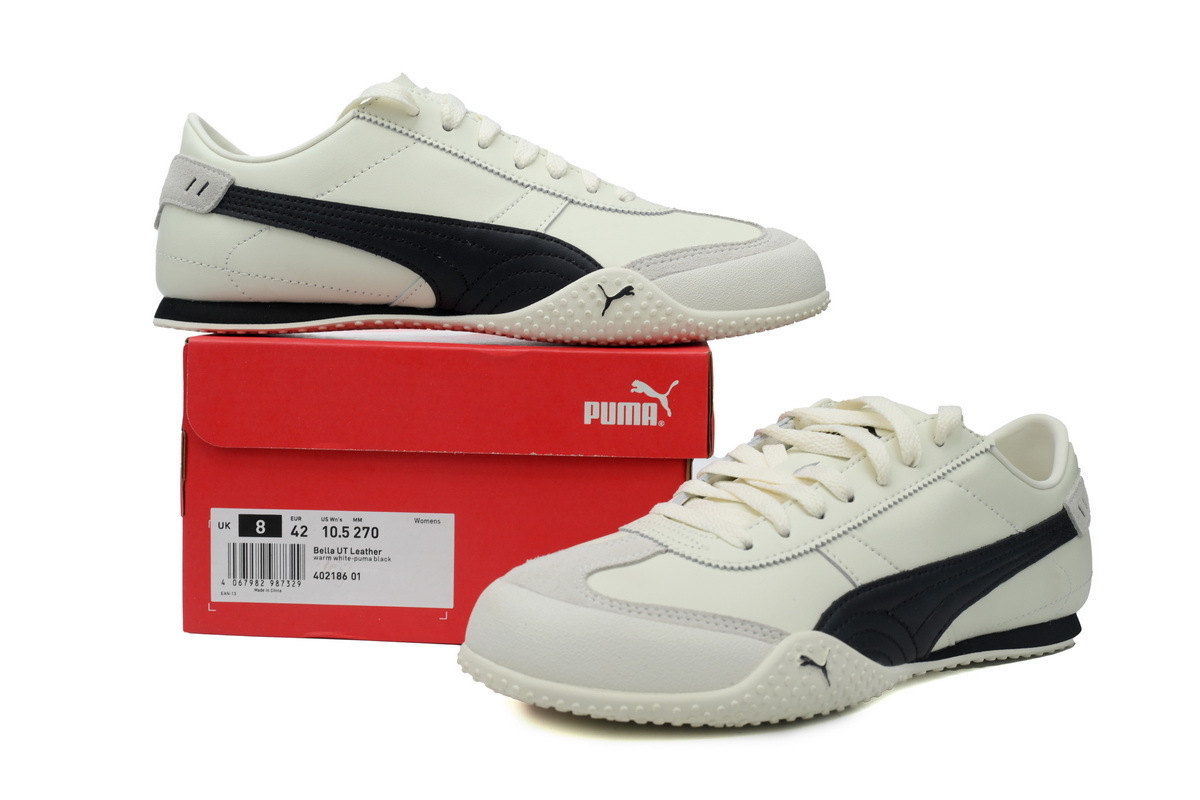 Coco Shoes Puma Bella UT Leather White Black 402186-01