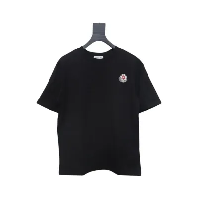 Moncler Enfant Logo Print Cotton T-shirt Black 01