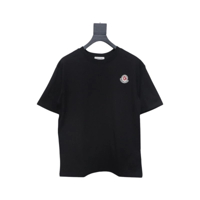 Moncler Enfant Logo Print Cotton T-shirt Black 01