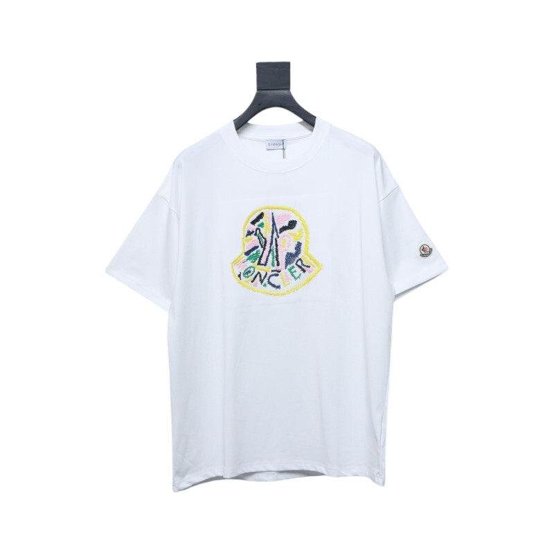 Moncler Embroidered Logo Cotton T-shirt White