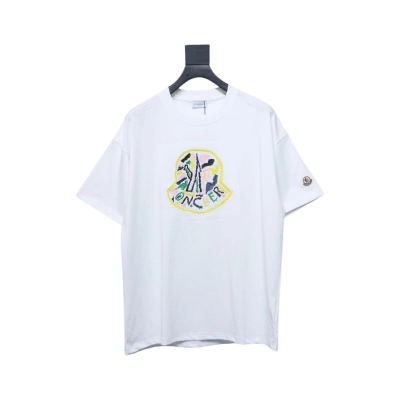 Moncler Embroidered Logo Cotton T-shirt White 01