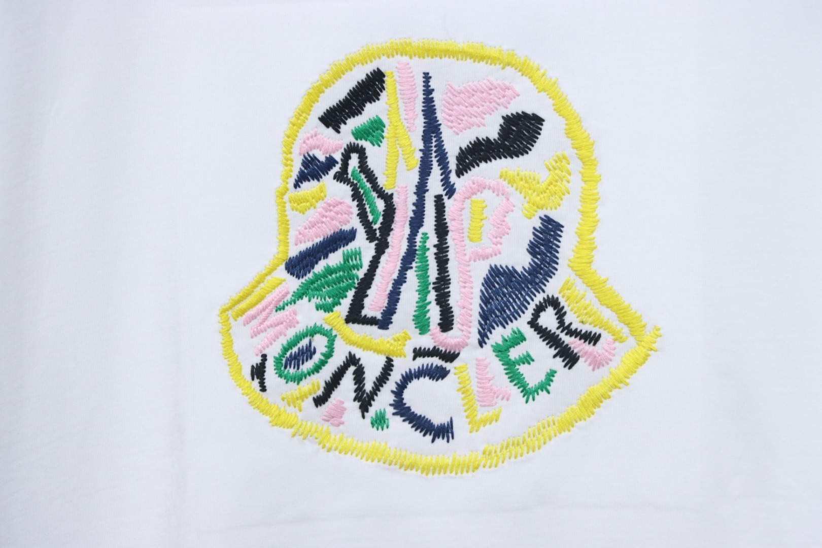 Moncler Embroidered Logo Cotton T-shirt White