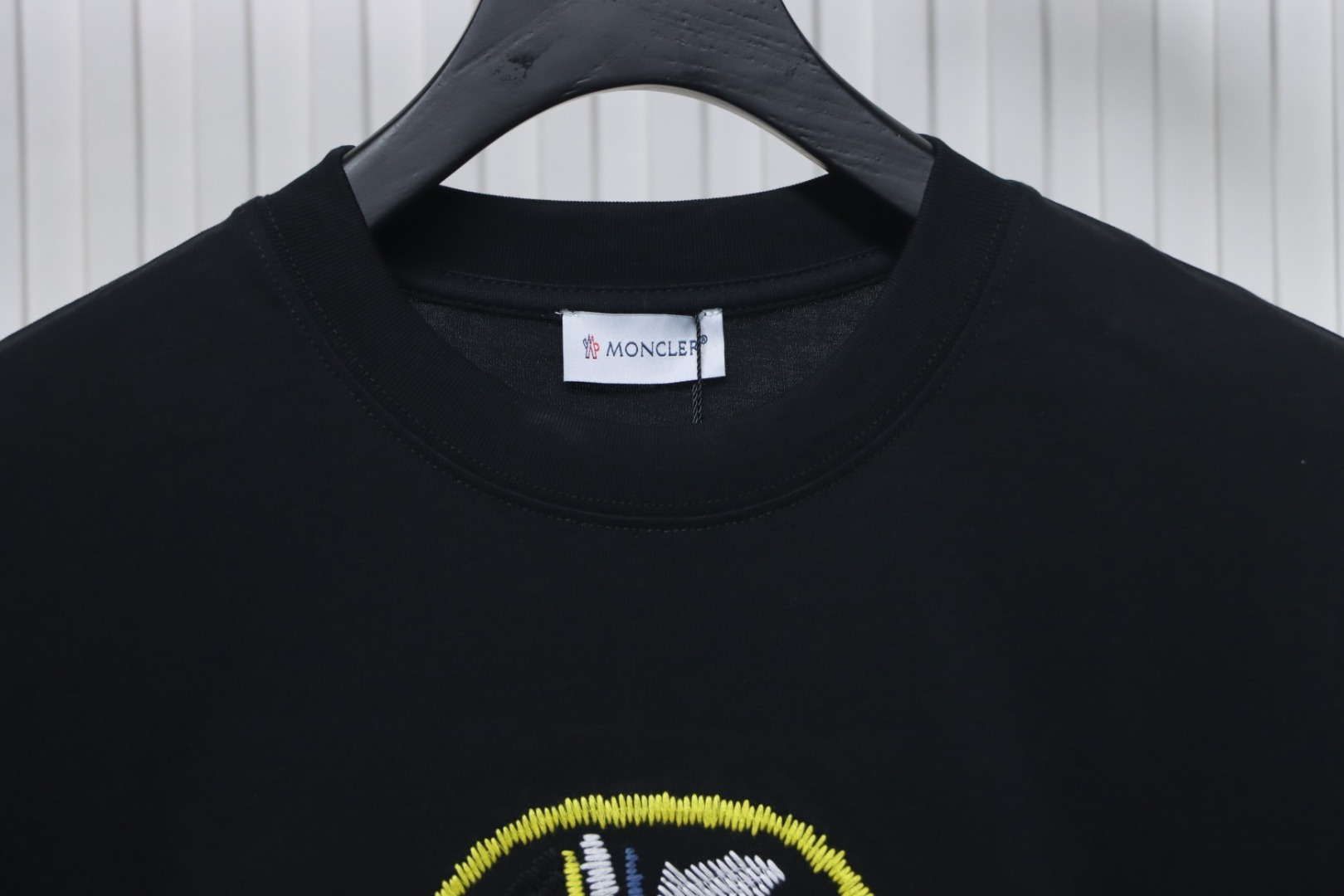 Moncler Embroidered Logo Cotton T-shirt Black