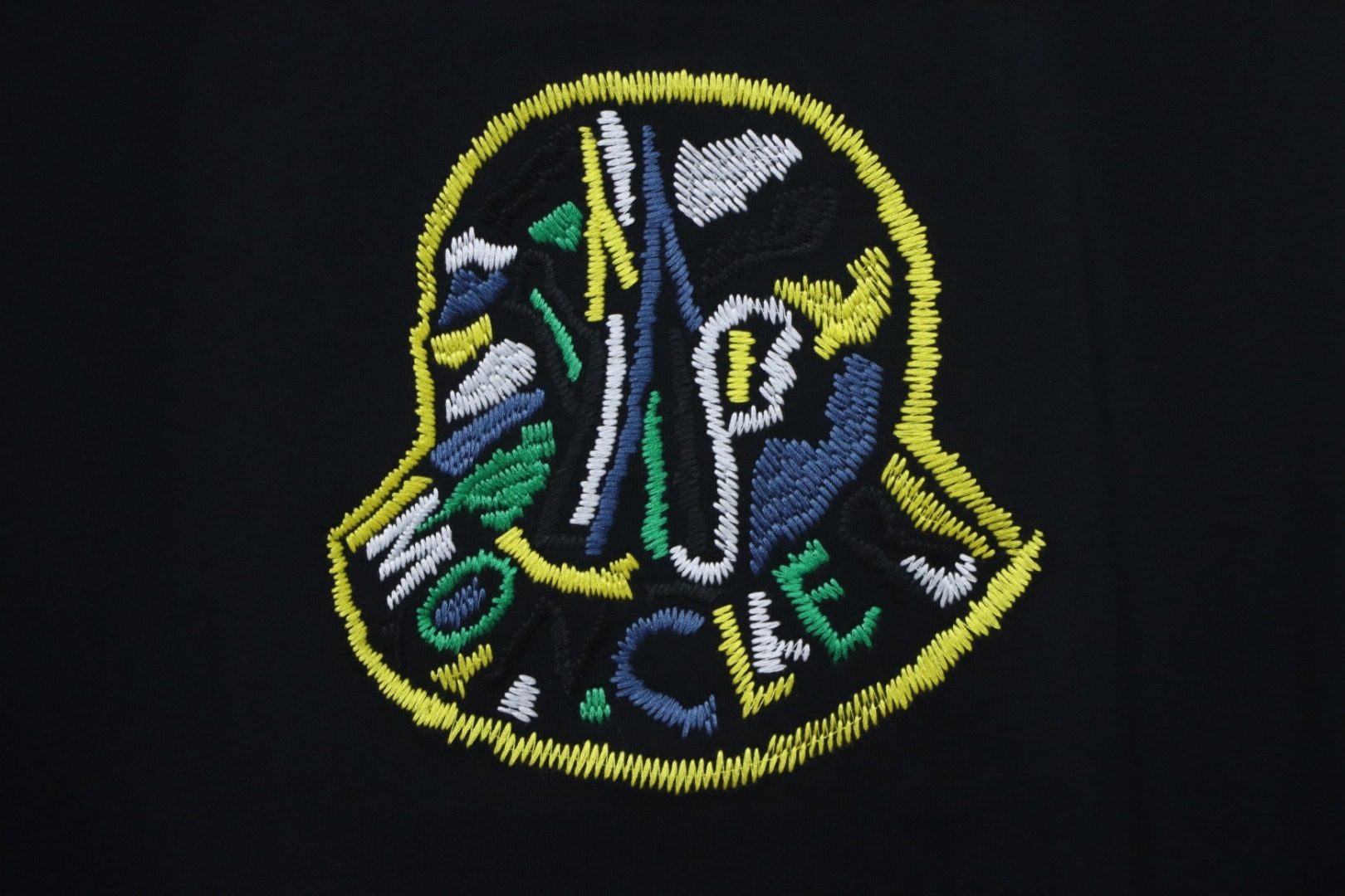 Moncler Embroidered Logo Cotton T-shirt Black