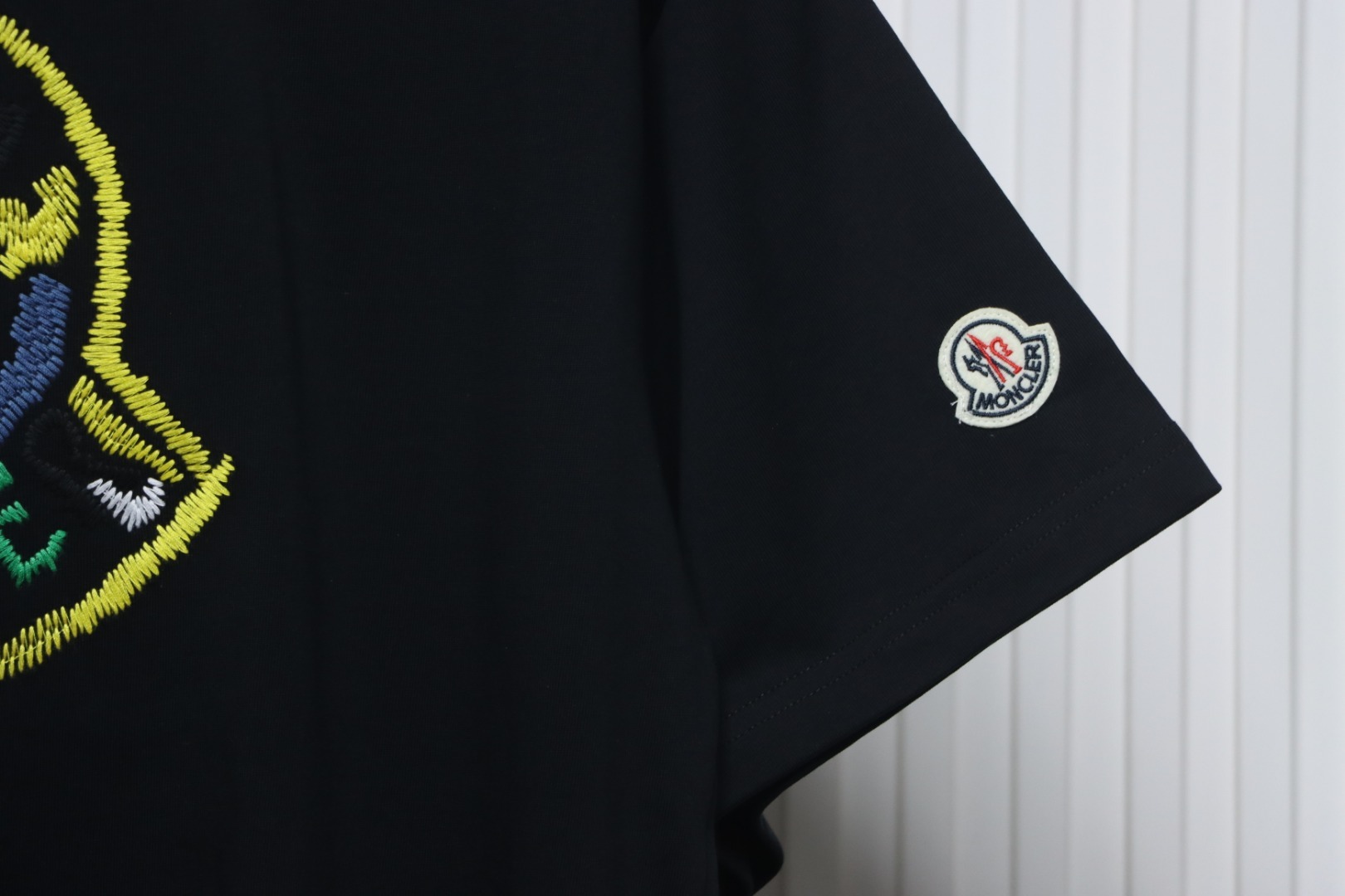 Moncler Embroidered Logo Cotton T-shirt Black