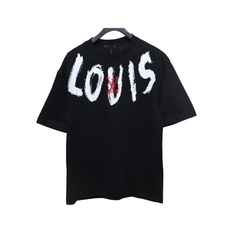 Coco Shoes Louis Vuitton Graffiti Lettering Embroidered Logo T-shirt Black
