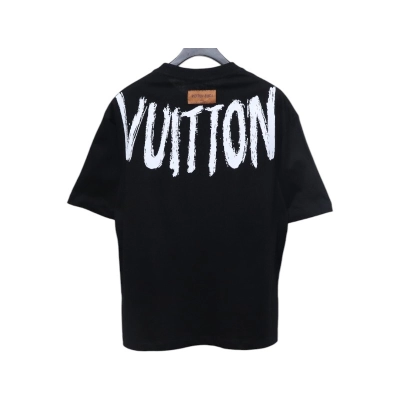 Coco Shoes Louis Vuitton Graffiti Lettering Embroidered Logo T-shirt Black 02