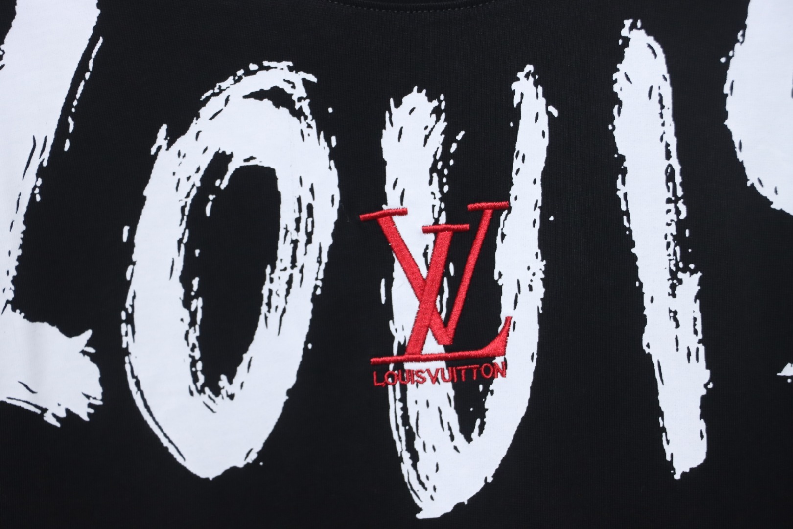Coco Shoes Louis Vuitton Graffiti Lettering Embroidered Logo T-shirt Black