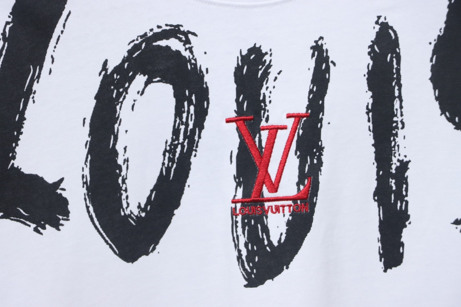 Louis Vuitton Graffiti Lettering Embroidered Logo T-shirt White
