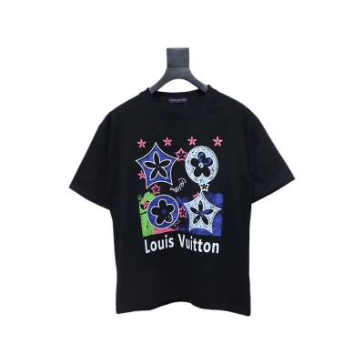 Louis Vuitton Flower Logo T-shirt Black 01