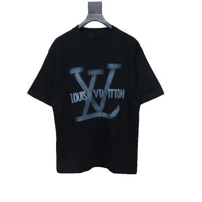 Louis Vuitton Graffiti Hand-painted Logo T-shirt Black 01