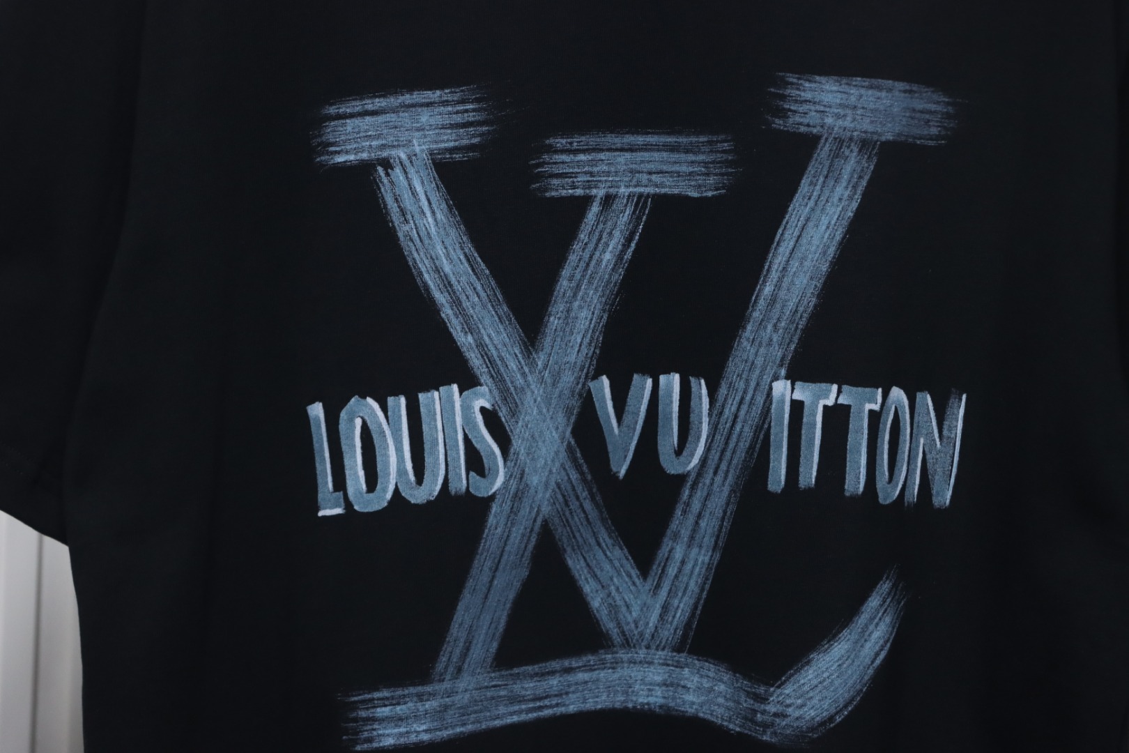 Louis Vuitton Graffiti Hand-painted Logo T-shirt Black