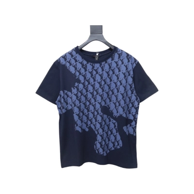 Louis Vuitton Map Graffiti Cotton Short-Sleeved Crewneck Blue 01