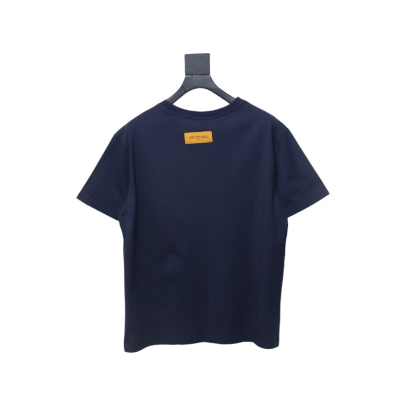 Louis Vuitton Map Graffiti Cotton Short-Sleeved Crewneck Blue