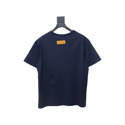 Louis Vuitton Map Graffiti Cotton Short-Sleeved Crewneck Blue 02