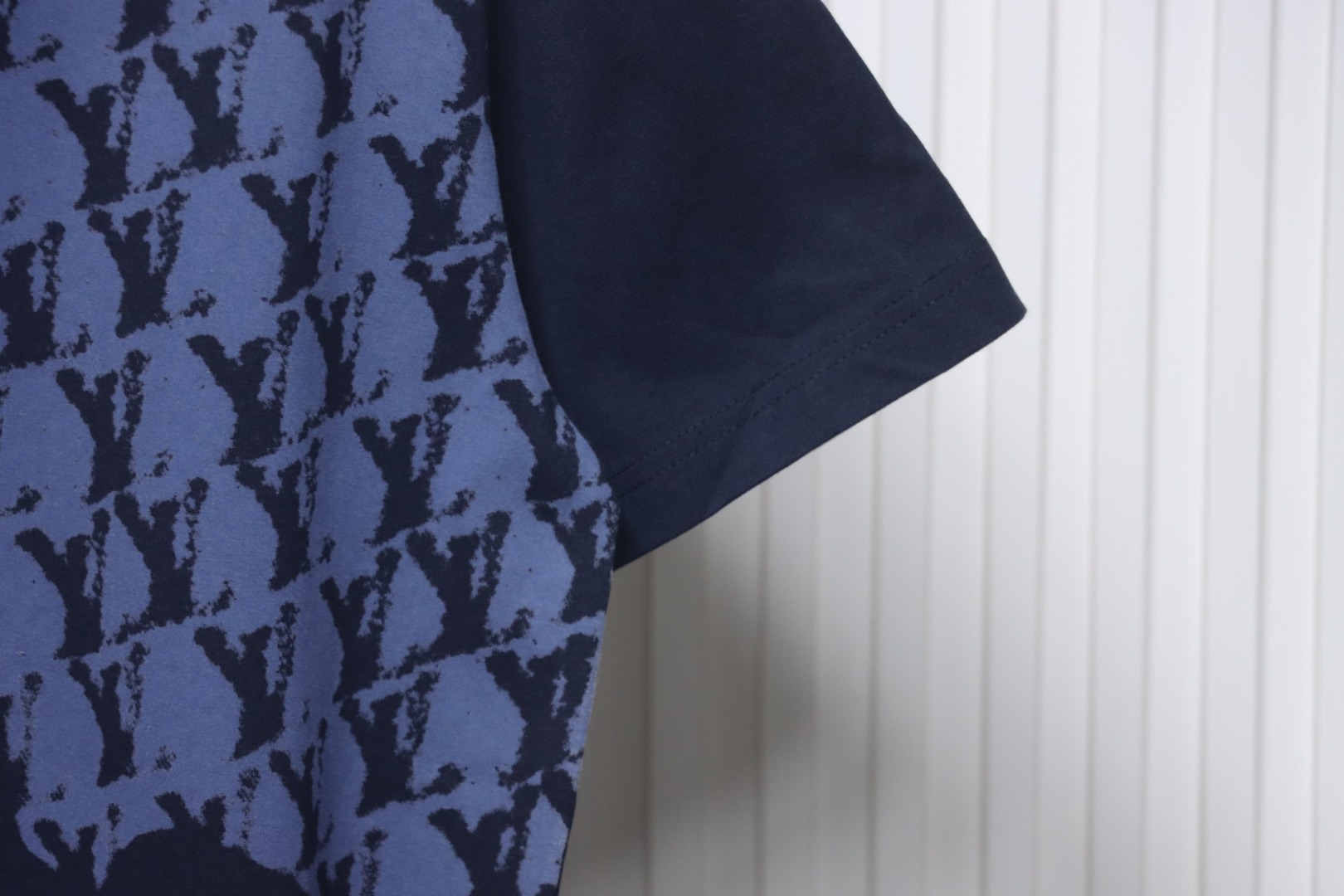 Louis Vuitton Map Graffiti Cotton Short-Sleeved Crewneck Blue