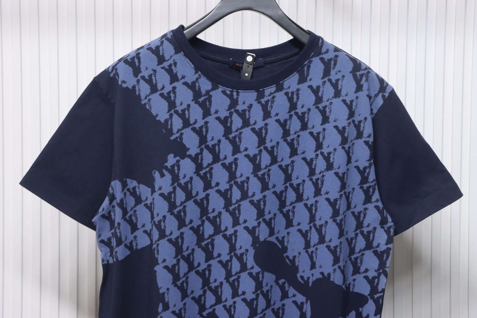 Louis Vuitton Map Graffiti Cotton Short-Sleeved Crewneck Blue