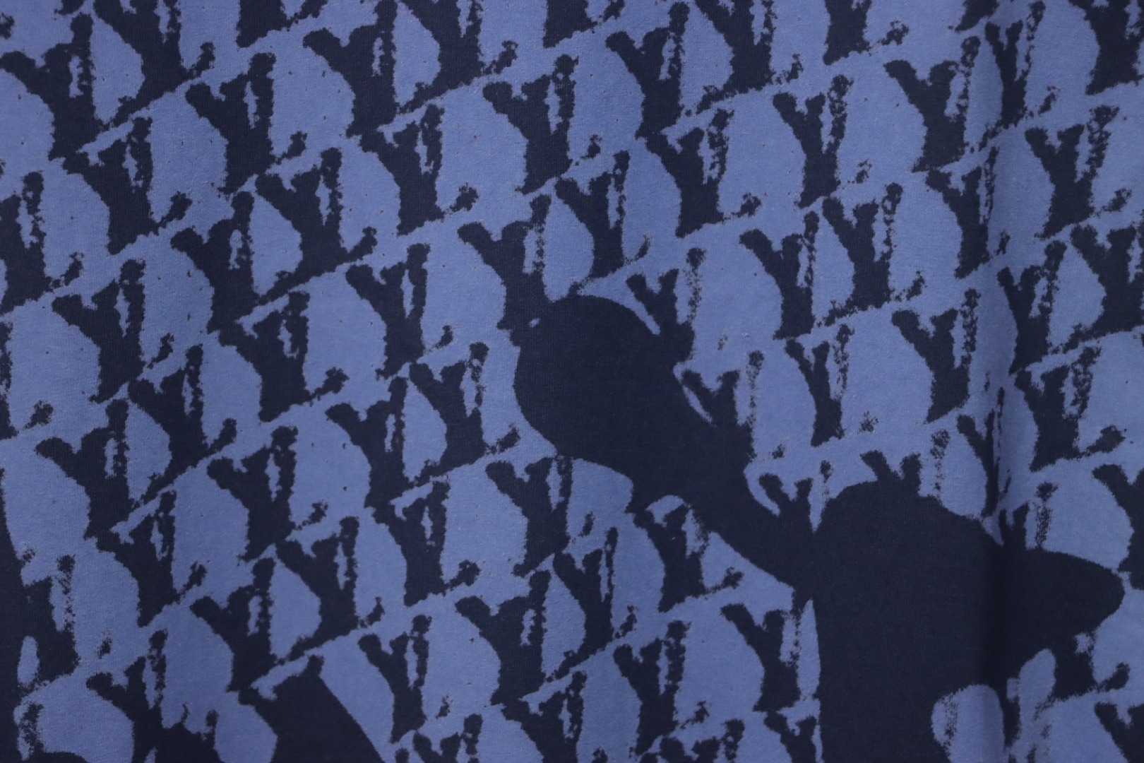 Louis Vuitton Map Graffiti Cotton Short-Sleeved Crewneck Blue