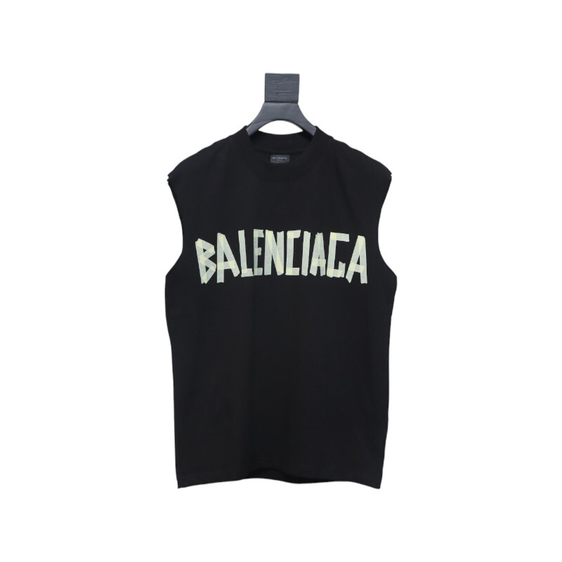 Coco Shoes Balenciaga Logo Lettering Short Sleeve Vest Black