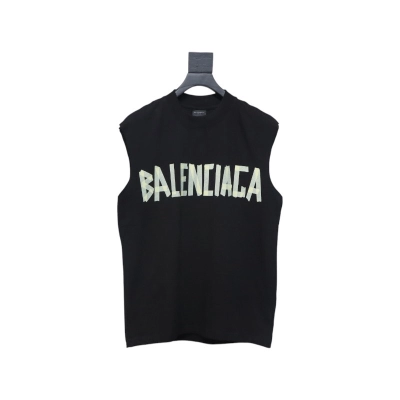 Coco Shoes Balenciaga Logo Lettering Short Sleeve Vest Black 01