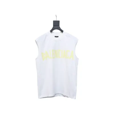 Balenciaga Logo Lettering Short Sleeve Vest White 01