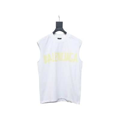 Coco Shoes Balenciaga Logo Lettering Short Sleeve Vest White 01