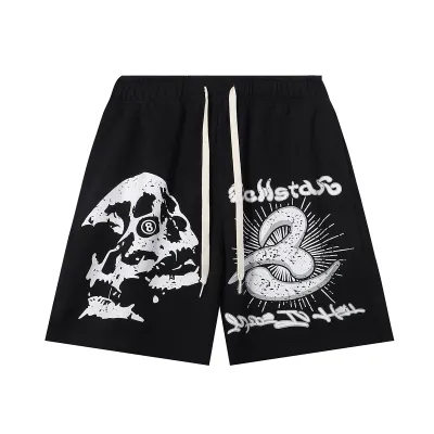 Hellstar Skull 8 Print Logo Black Shorts #2538 01