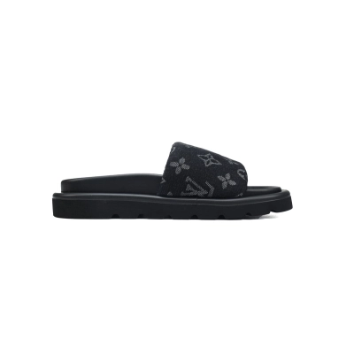 Louis Vuitton Pool Pillow Flat Comfort Mules Denim Black 02