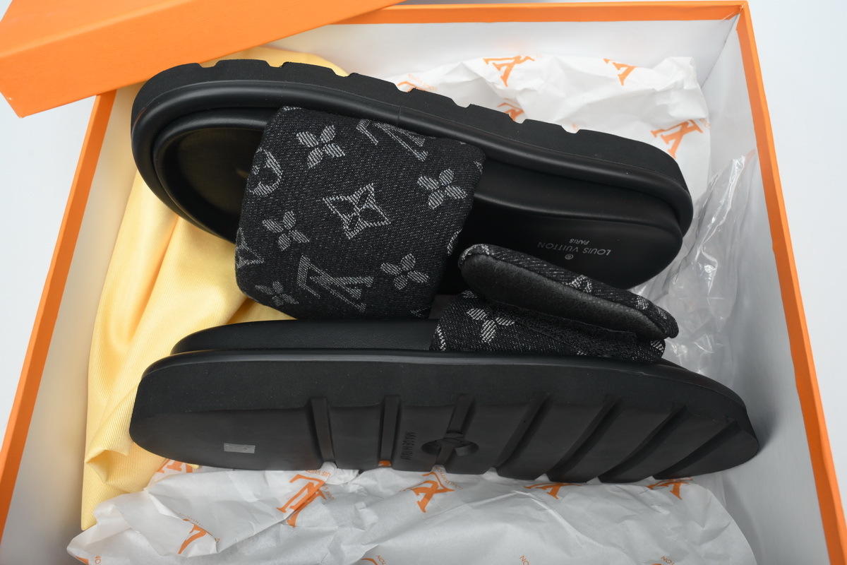 Louis Vuitton Pool Pillow Flat Comfort Mules Denim Black