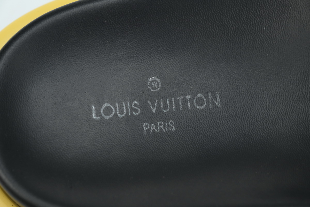 Louis Vuitton Pool Pillow Flat Comfort Mules Black Gray Metal Label