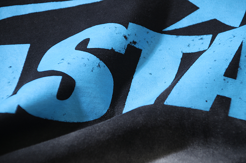 Coco Shoes Hellstar Star Gel Sport Logo Washed Short Sleeved T-shirt #673 Black Blue