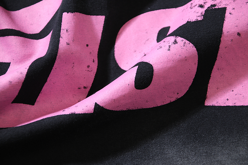 Coco Shoes Hellstar Star Gel Sport Logo Washed Short Sleeved T-shirt #675 Black Pink