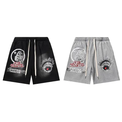 Hellstar Records Funny Smiley Face Shorts #2511 Black/Grey 01