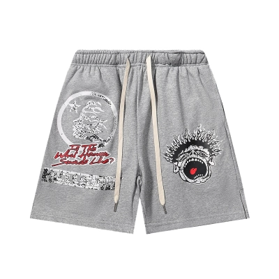 Hellstar Records Funny Smiley Face Shorts #2511 Black/Grey 02