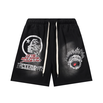 Hellstar Records Funny Smiley Face Shorts #2511 Black/Grey 01